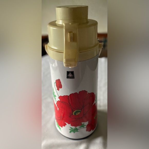 Vintage Sunrise Retro Coffee Pump Dispenser Poppy Floral Design Hot Cold Thermos - Picture 12 of 14